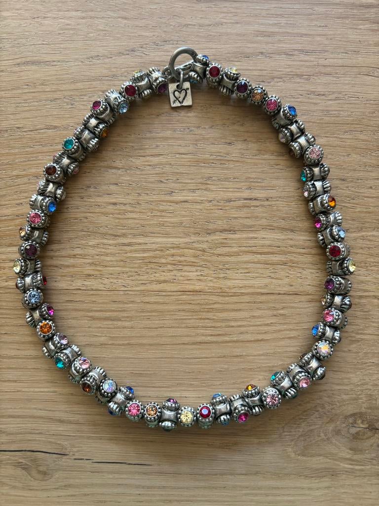 Otazu ketting/collier, Verzenden, Zo goed als nieuw, Zilver, Met strass