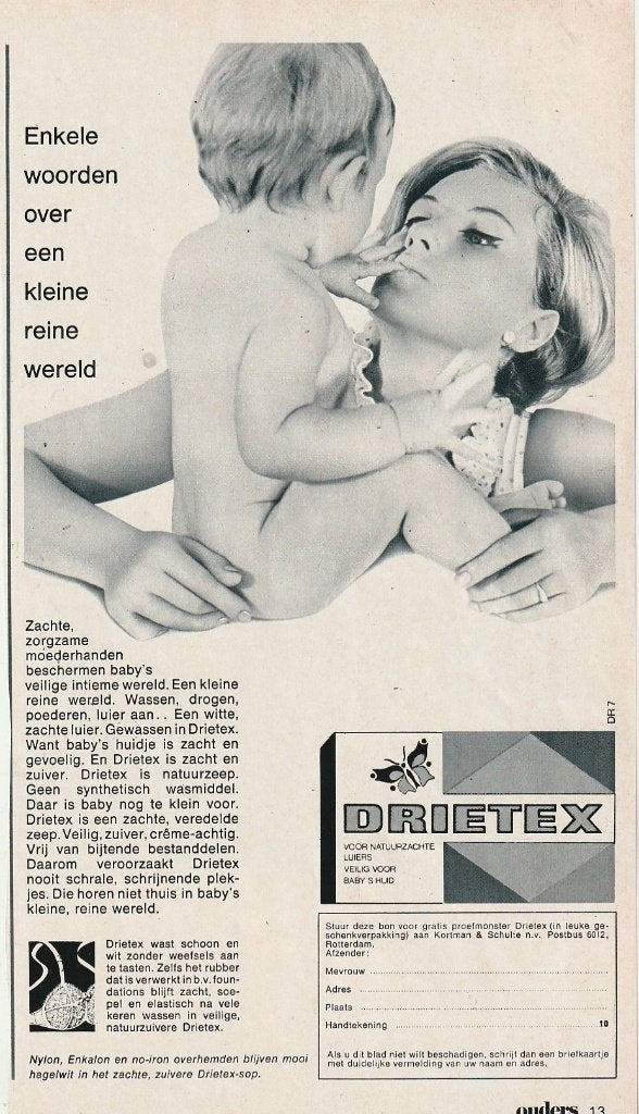 retro reclame 1968 Drietex wasmiddel kleine reine wereld, Verzamelen, Verzenden, Overige typen