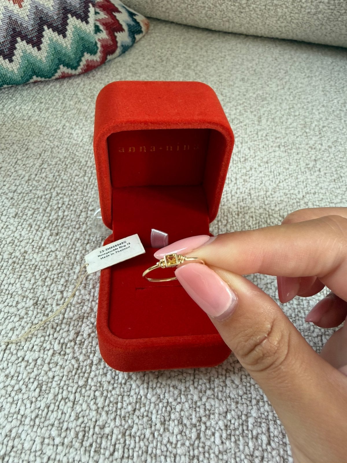 Anna + Nina Citrine Honeysuckle Ring 14K, Sieraden, Tassen en Uiterlijk, Ringen, Nieuw, Ophalen of Verzenden, Kleiner dan 17, Met edelsteen