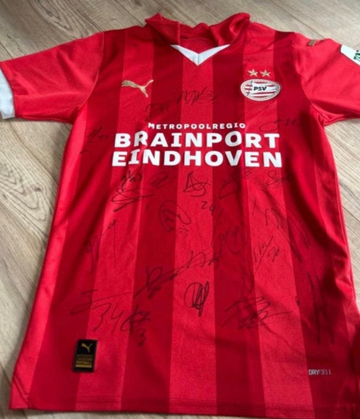 Gesigneerd PSV Thuisshirt - Uniek Collectors Item, Maat L, Ophalen of Verzenden, Zo goed als nieuw, Shirt