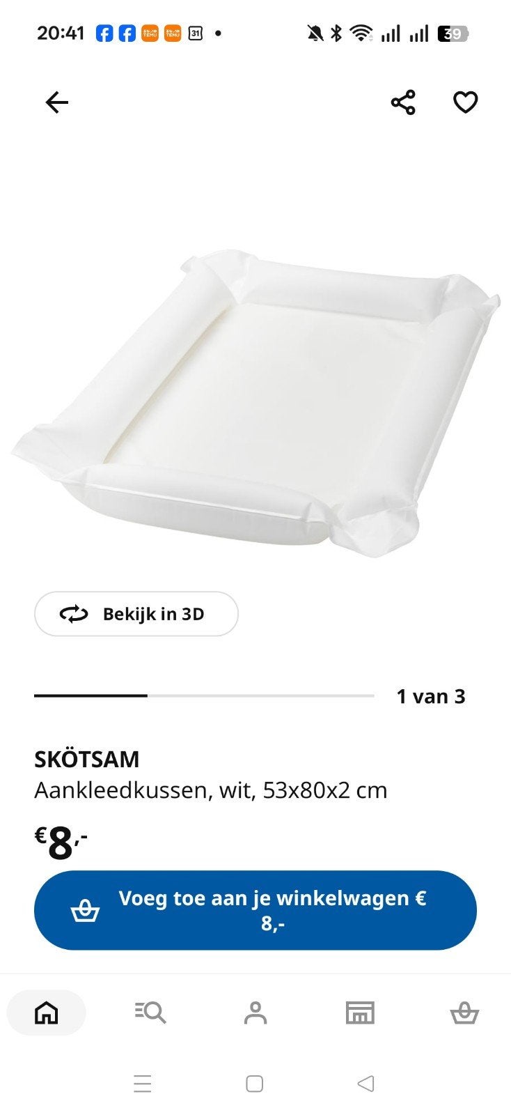 verschoonkussen ikea opblaasbaar, Kinderen en Baby's, Jongetje of Meisje, Wit, Ophalen of Verzenden, Zo goed als nieuw