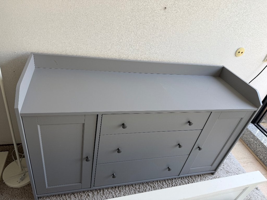 IKEA HAUGA ladekast met 6 lades – grijs, Ophalen, 100 tot 150 cm, Zo goed als nieuw, 3 of 4 laden