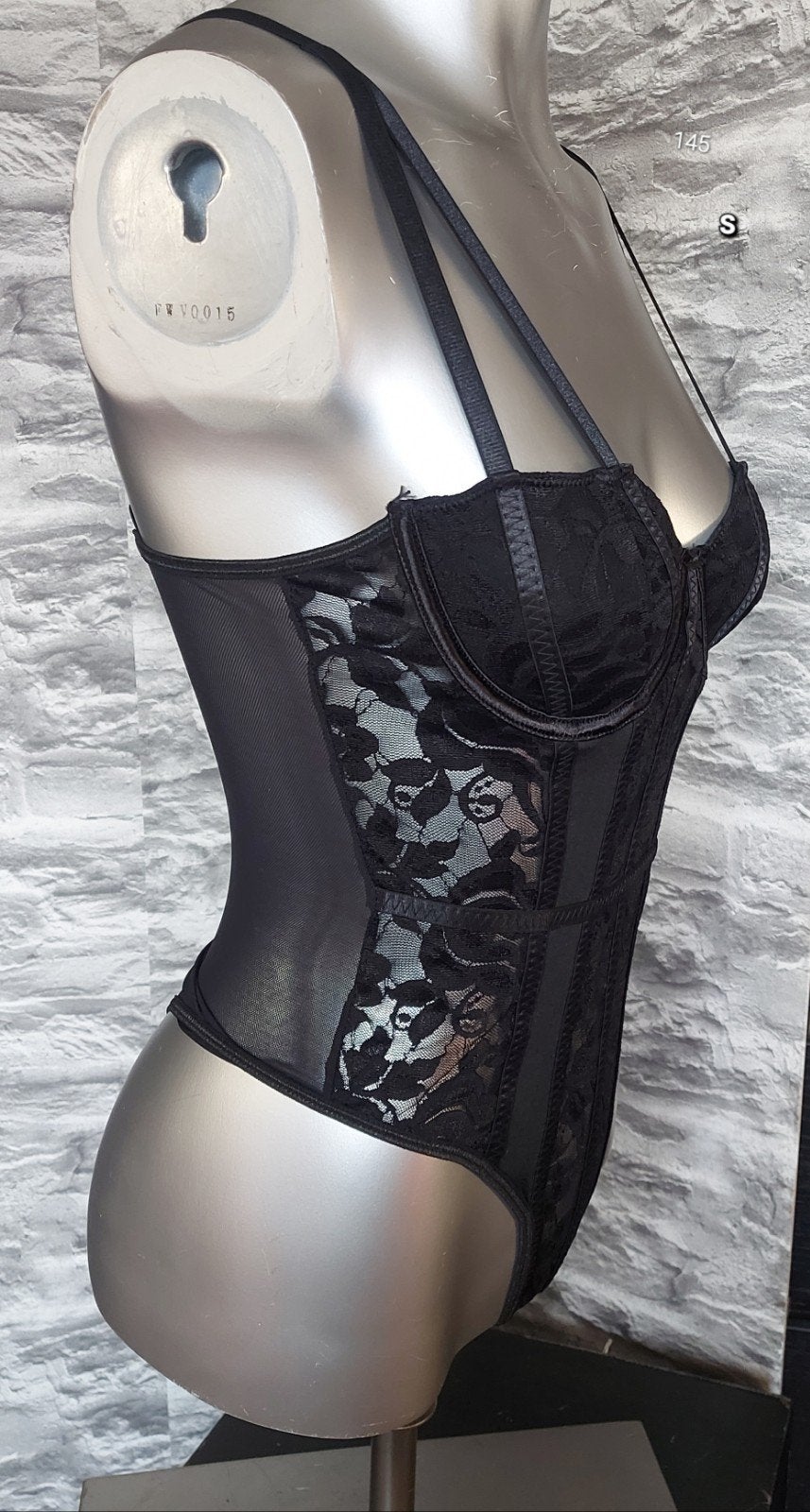 Sexy Zwarte kanten stringbody met bandjes, Onbekend, Ophalen of Verzenden, Zwart, Body of Korset
