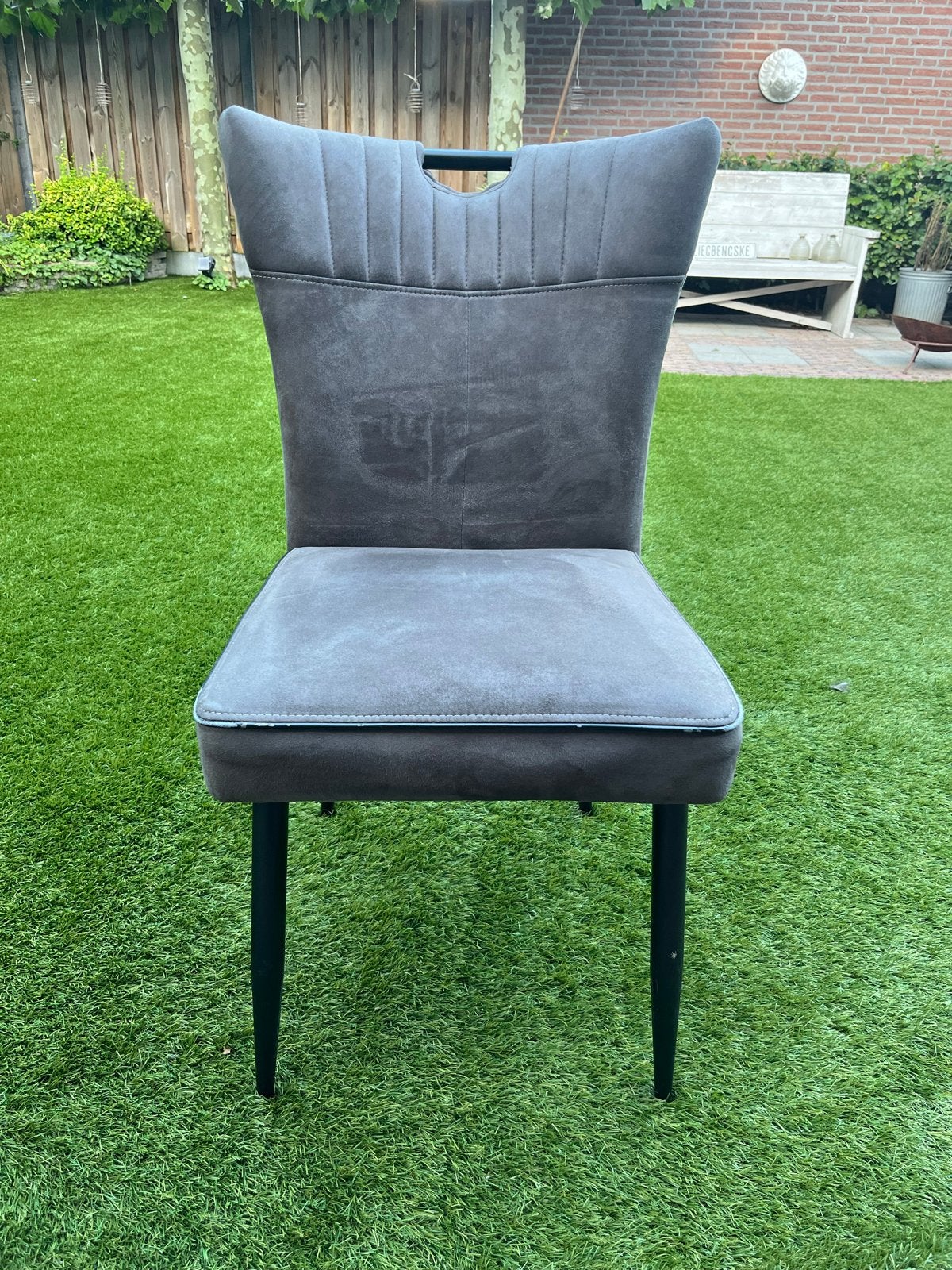 4 Eetkamerstoelen - Grijs - Lichte gebruikerssporen, Huis en Inrichting, Stoelen, Ophalen, Gebruikt, Vier, Stof