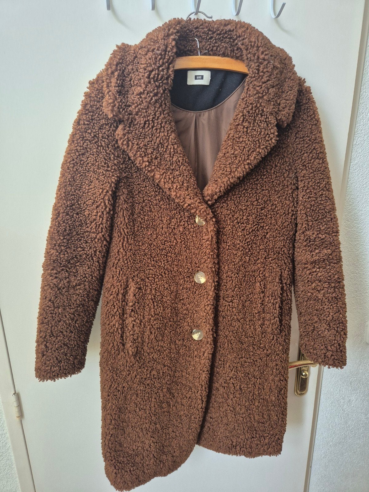 Wollige winterjas XS - Bruin teddy coat, Kleding | Dames, Bruin, WE, Ophalen of Verzenden, Zo goed als nieuw