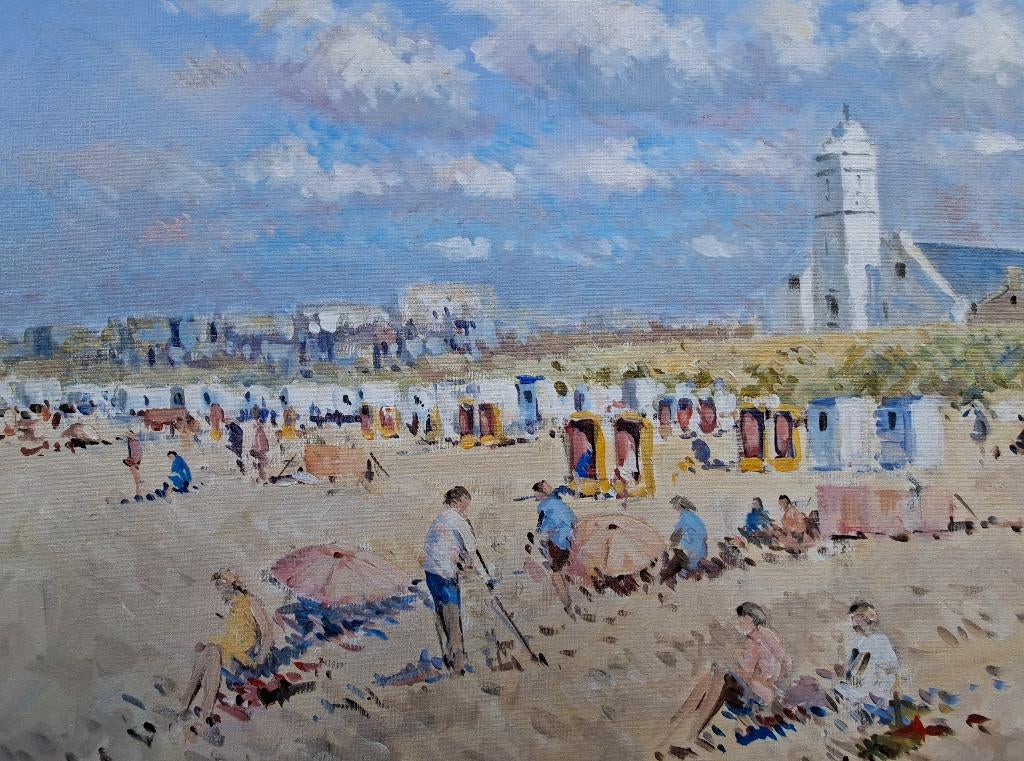 VAN NOORT, KATWIJK zonnig strandgezicht, Antiek en Kunst, Ophalen