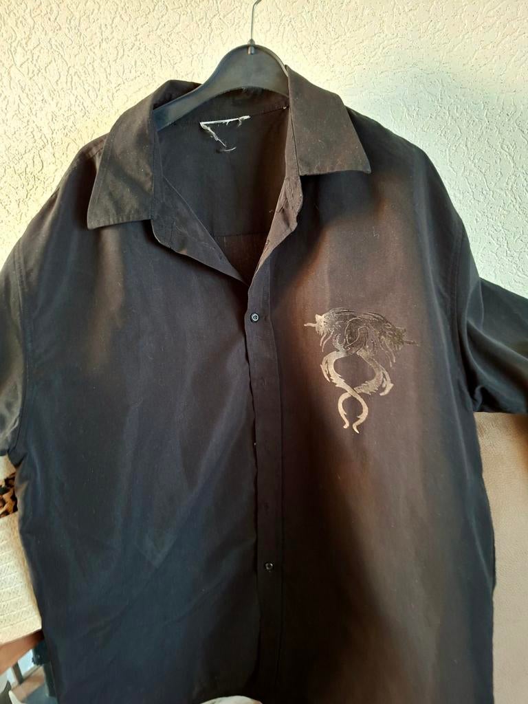 Zwart herenoverhemd  maat L/ XL vintage, Zwart, Ophalen of Verzenden, Zo goed als nieuw, Halswijdte 43/44 (XL)