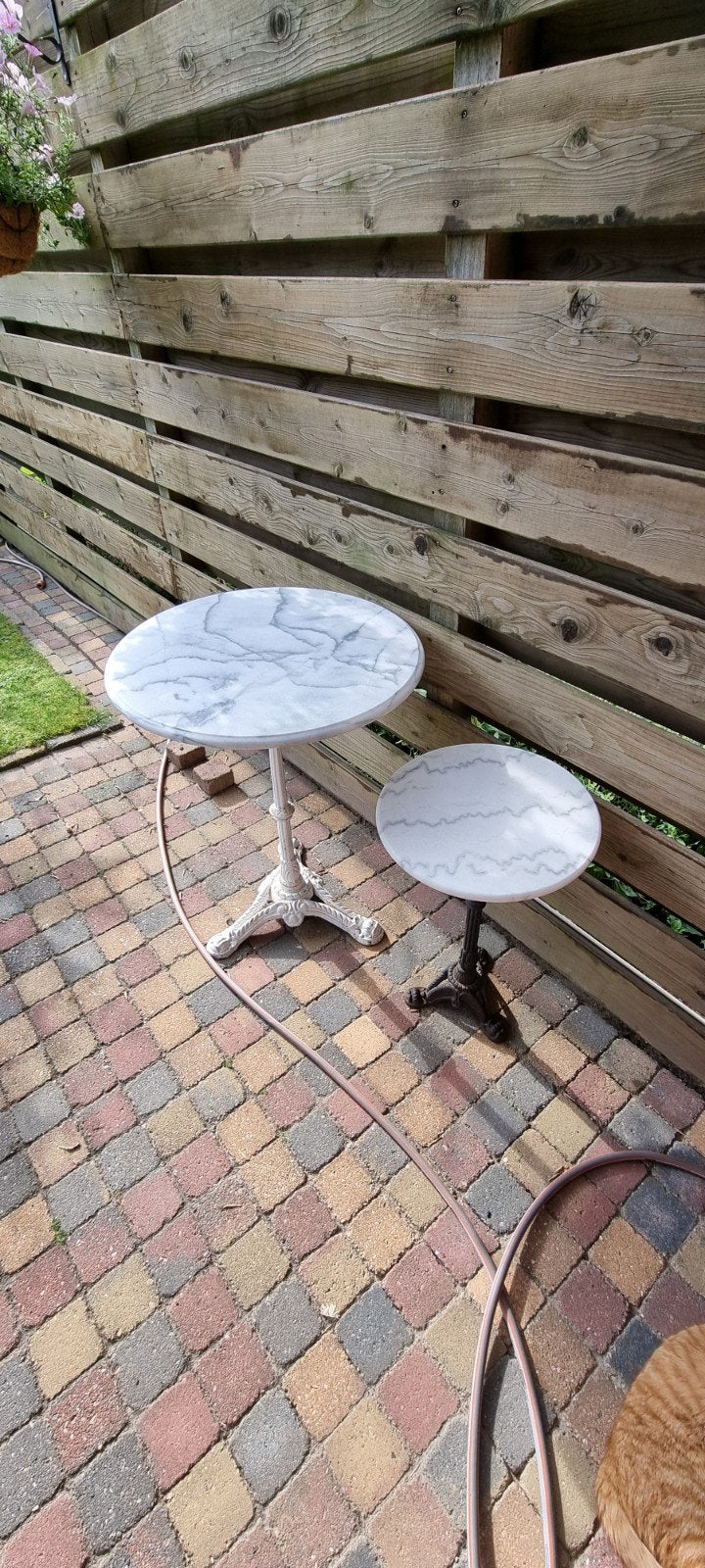 2 x marmeren tuintafels bijzettafels, bistrotafel, Verzenden, Overige materialen