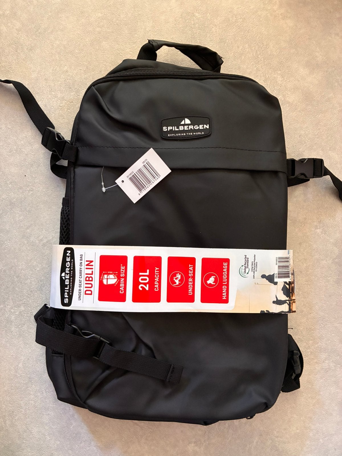 Spilbergen Dublin handbagage rugzak 20L, 25 tot 40 cm, Nieuw, 30 tot 45 cm, Ophalen
