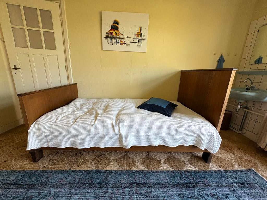 Retro eikenhouten éénpersoonsbed (200x90cm), Ophalen