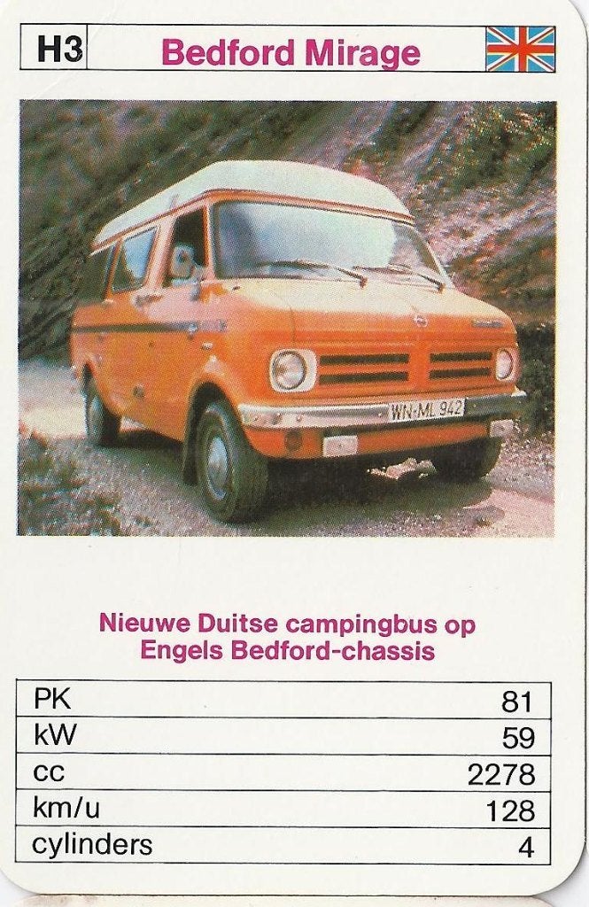 Kw1923 autokaartje h3 campingbus bedford mirage, Ophalen of Verzenden, Zo goed als nieuw, Auto's