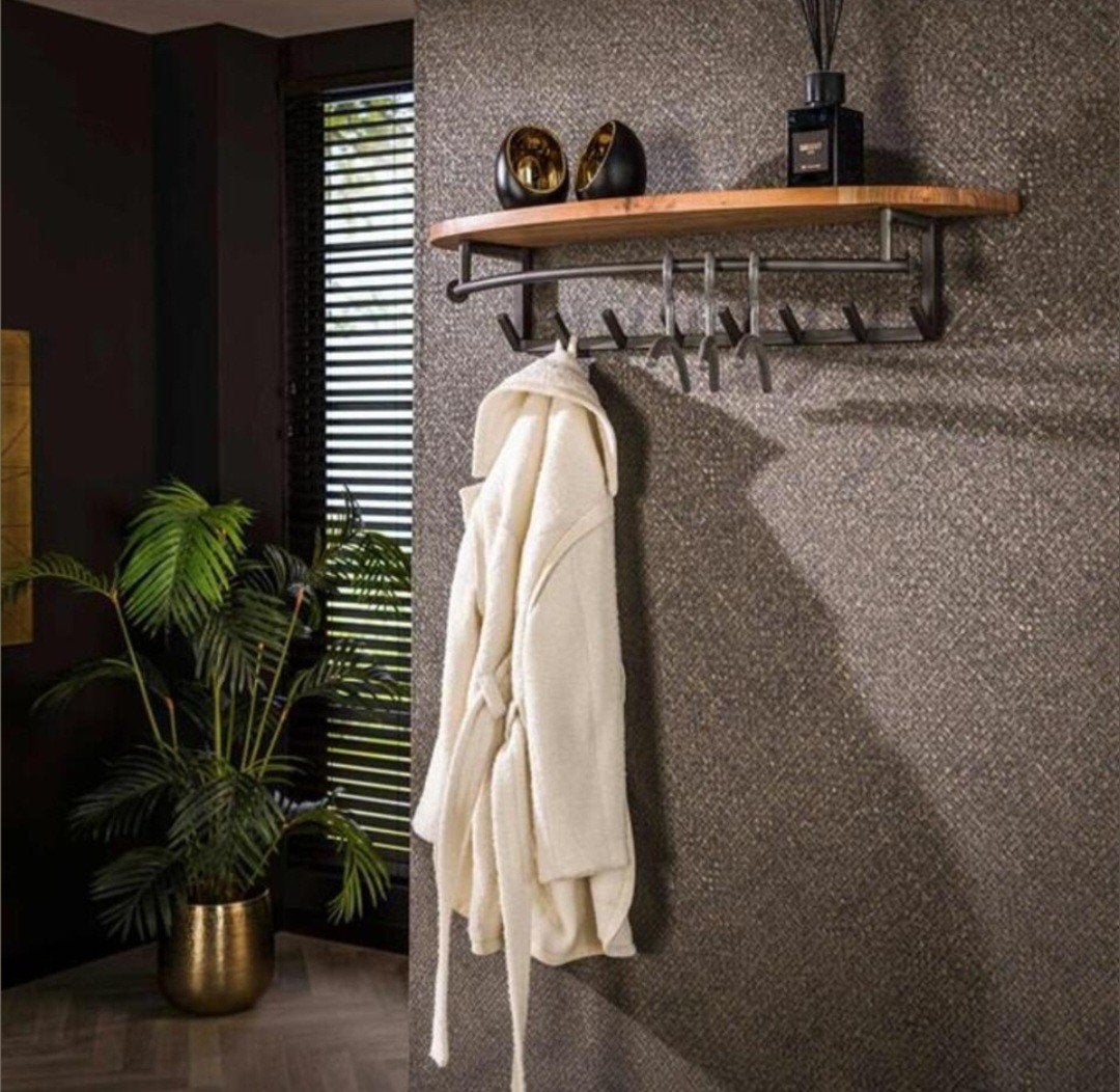 Hoyz Collection Kapstok Round met hoedenplank - Acaciahout, Gebruikt, Minder dan 100 cm, Hout, Ophalen