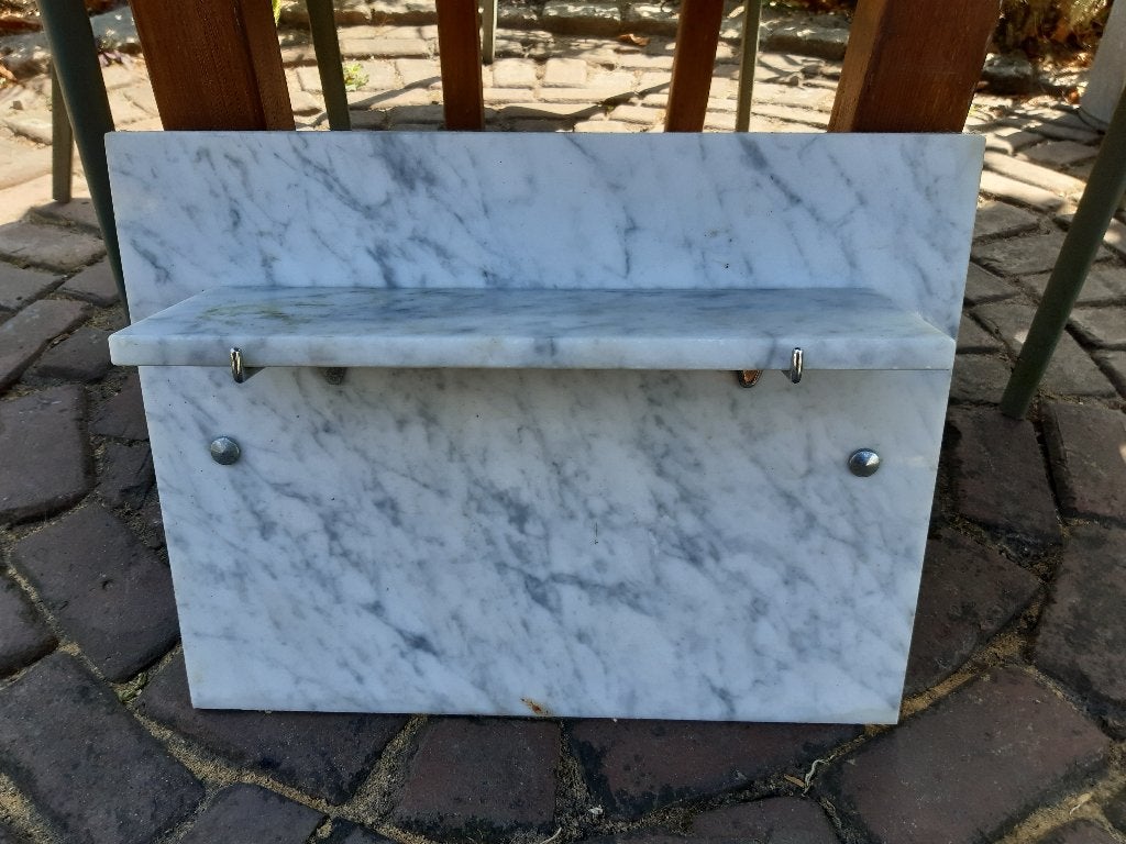 Vinted Marmeren spatscherm met schapje voor wastafel, Huis en Inrichting, Ophalen, Gebruikt, Grijs, Overige typen