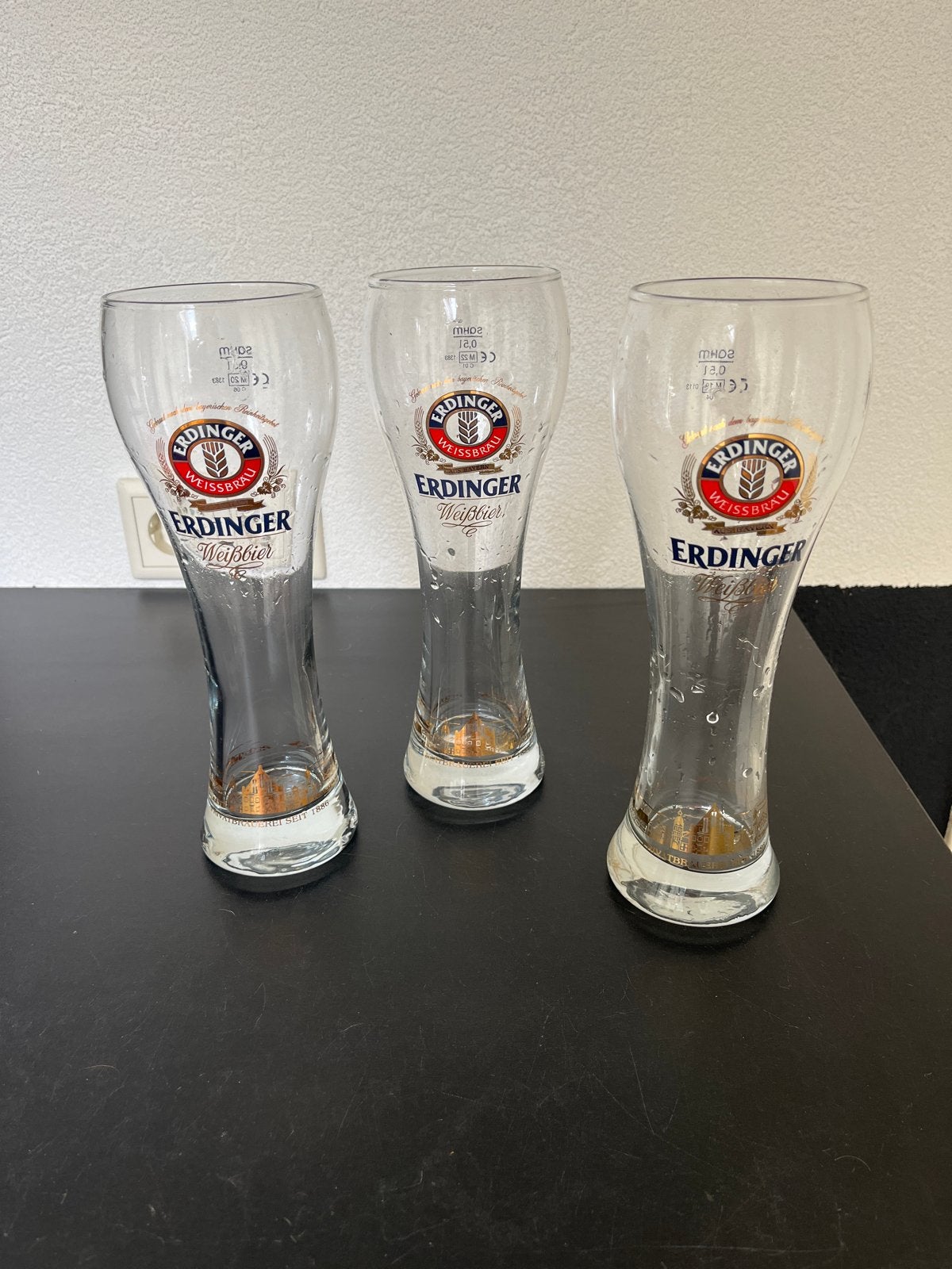 Set van 3 Erdinger Weissbier glazen - 0,5L, Ophalen of Verzenden, Overige merken, Glas, Overige typen