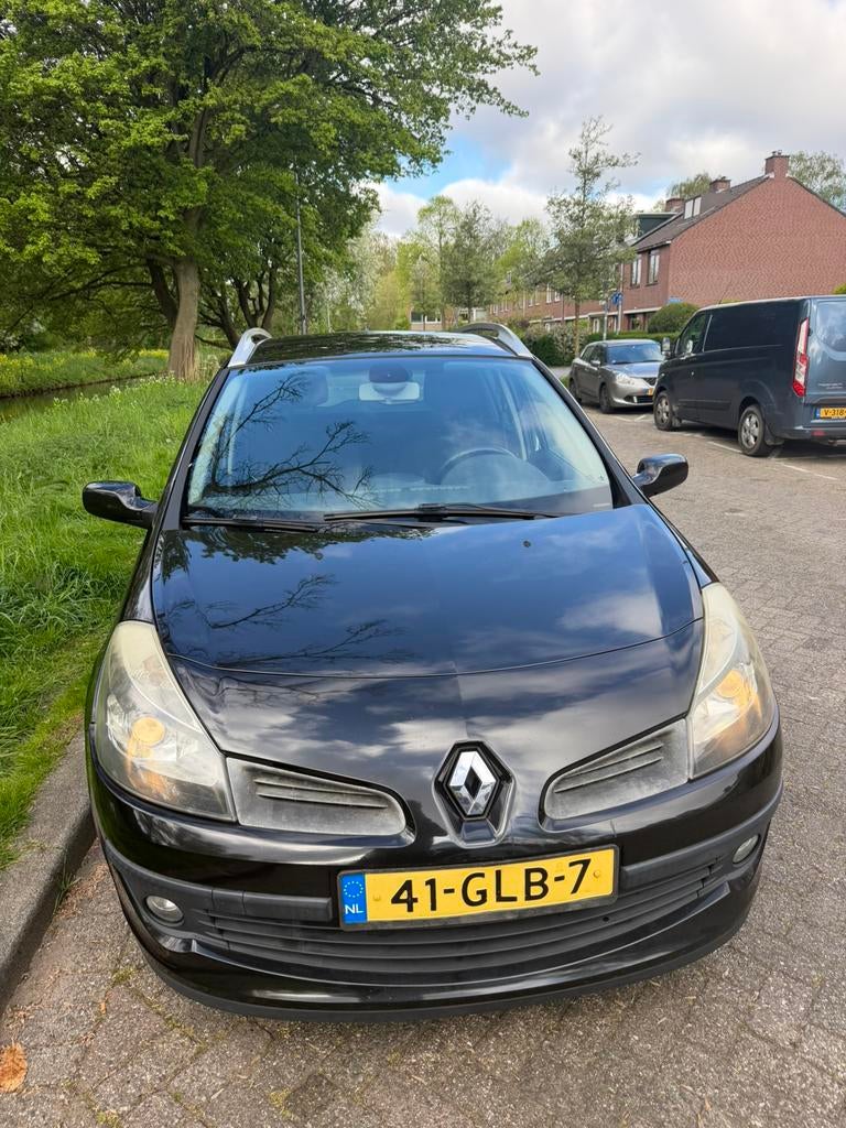 Renault Clio 1.2 TCE 100 Estate 2008 Zwart, Auto's, Renault, Voorwielaandrijving, 535 kg, 4 cilinders, 1095 kg