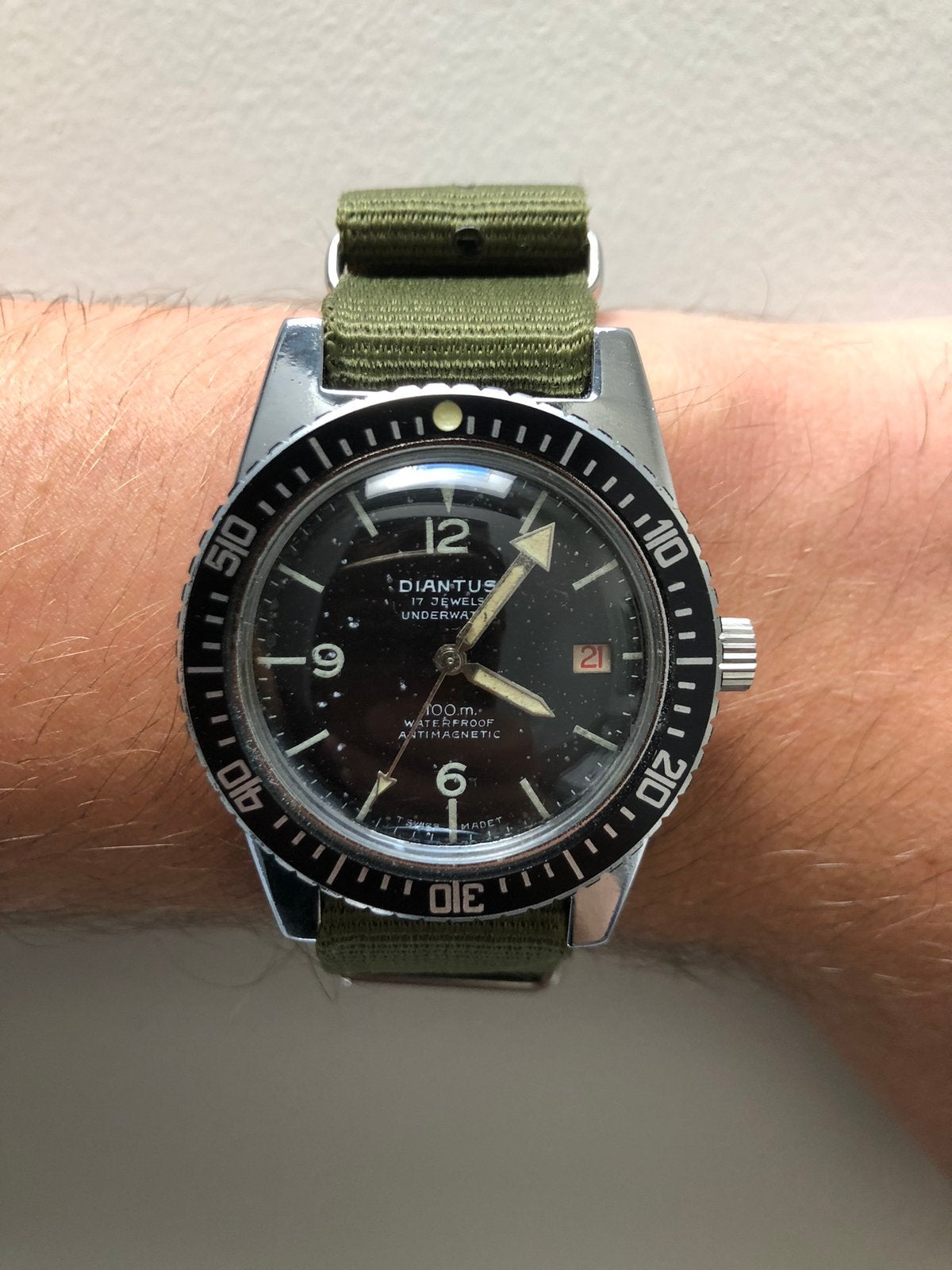 Vintage duikhorloge, Sieraden, Tassen en Uiterlijk, Horloges | Heren, Overige merken, Overige materialen, Gebruikt, Polshorloge