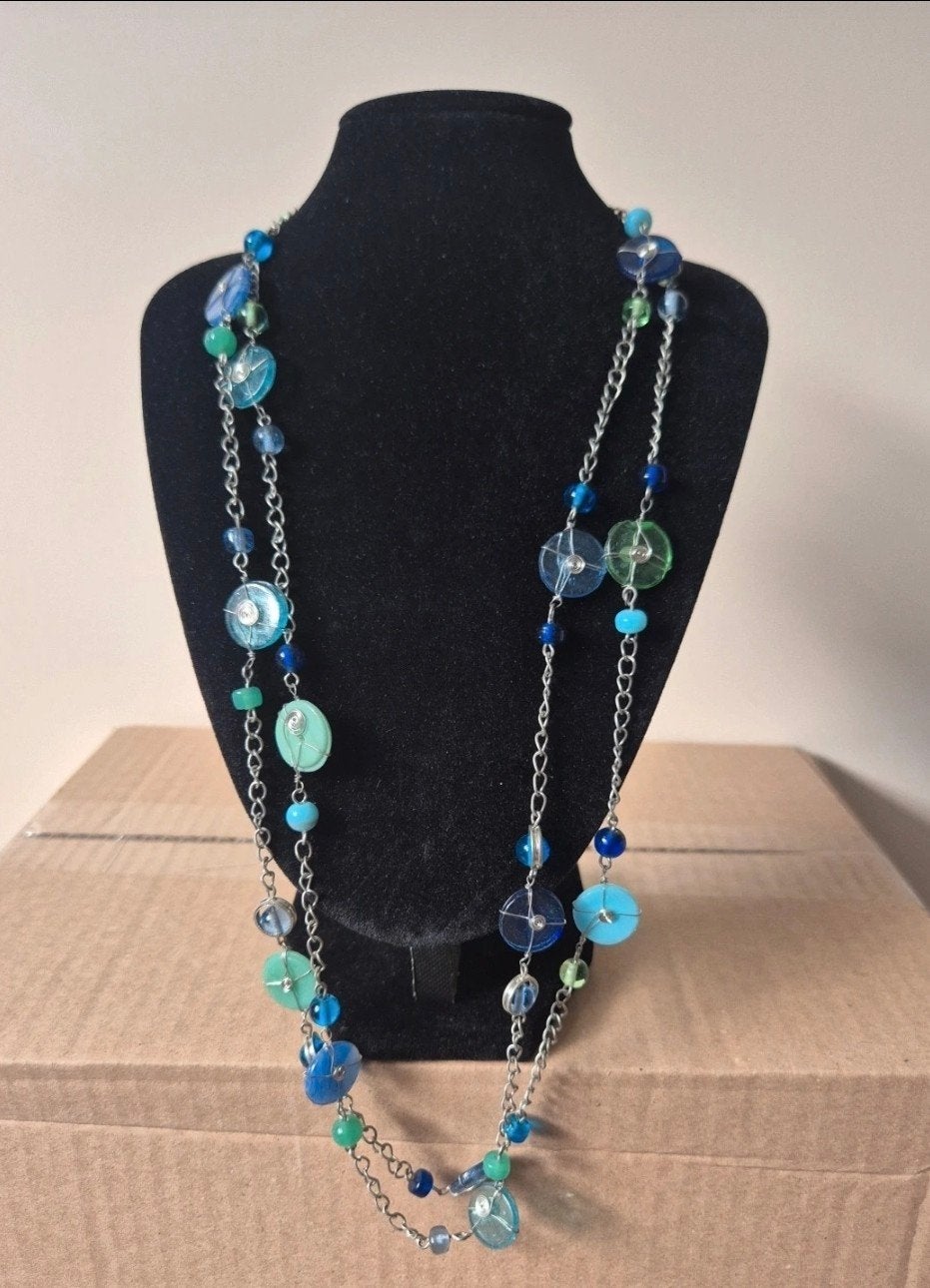 MKM Design Lange Ketting met Kralen - Nieuw, Ophalen of Verzenden, Nieuw, Blauw, Overige materialen