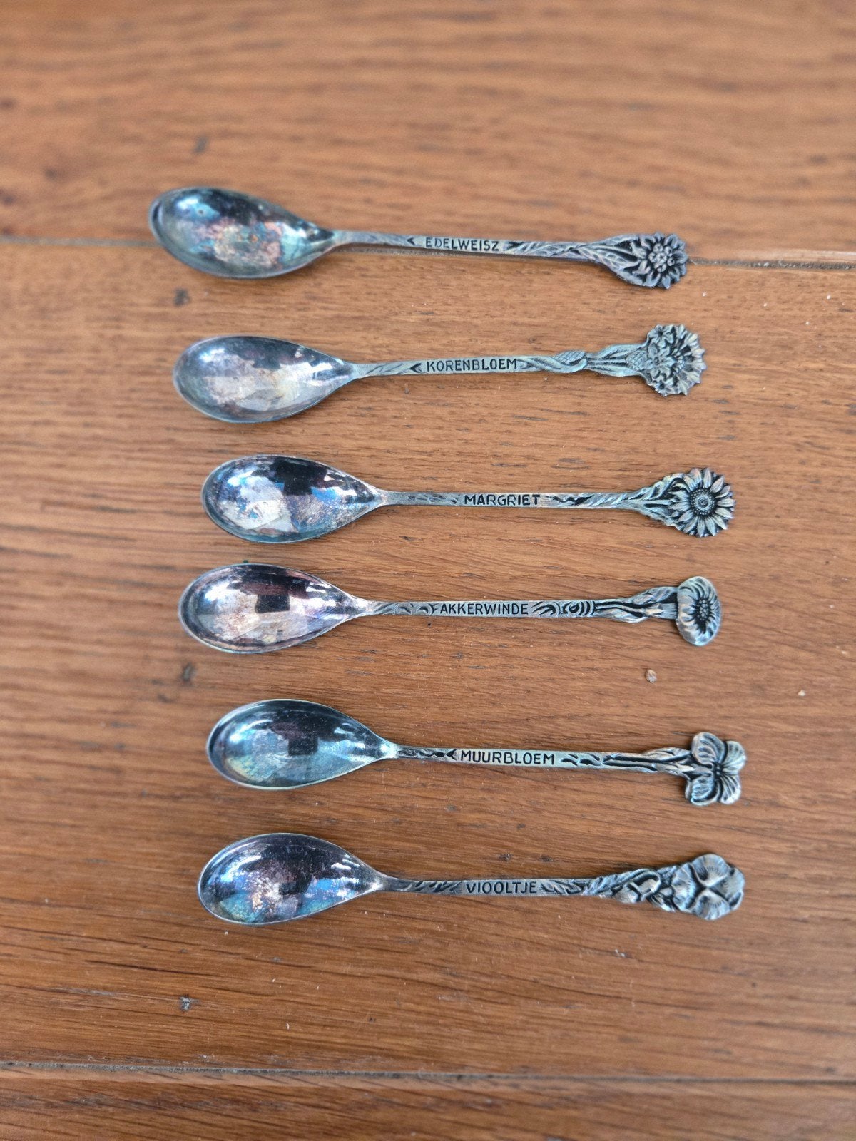 6 vintage Douwe Egberts lepeltjes – Hooijkaas – verzilverd, Antiek en Kunst, Ophalen of Verzenden