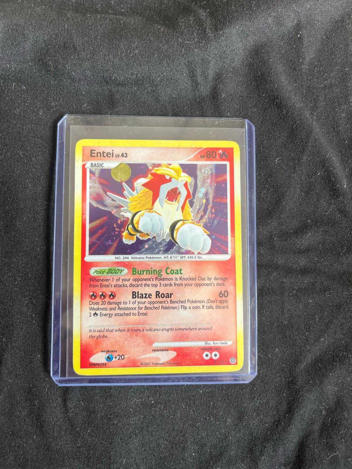 Pokémon Kaart Entei Lv.43 (2007), Ophalen of Verzenden, Zo goed als nieuw, Losse kaart, Foil