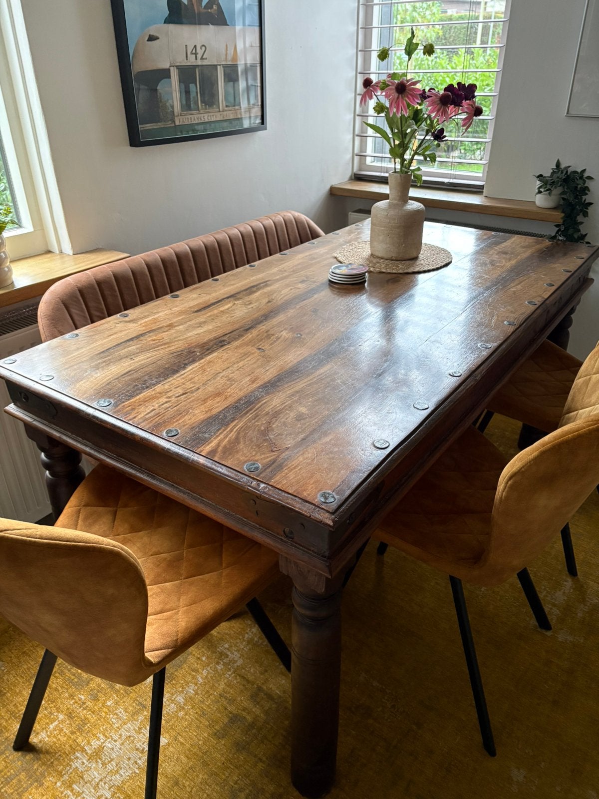 Robuuste eettafel, Ophalen, Antiek, vintage, mancave, robuust, 4 tot 6 stoelen