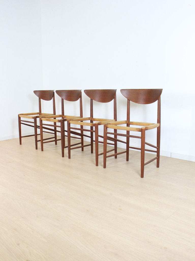 set vintage stoelen Peter Hvidt design (opknappers), Ophalen, Gebruikt, Twee, Bruin