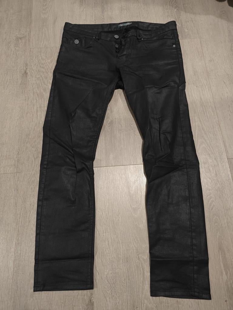 Cast Iron Zwart Blauwe Broek Leren Look W36 L32, W36 - W38 (confectie 52/54), Zwart, Ophalen of Verzenden, Zo goed als nieuw