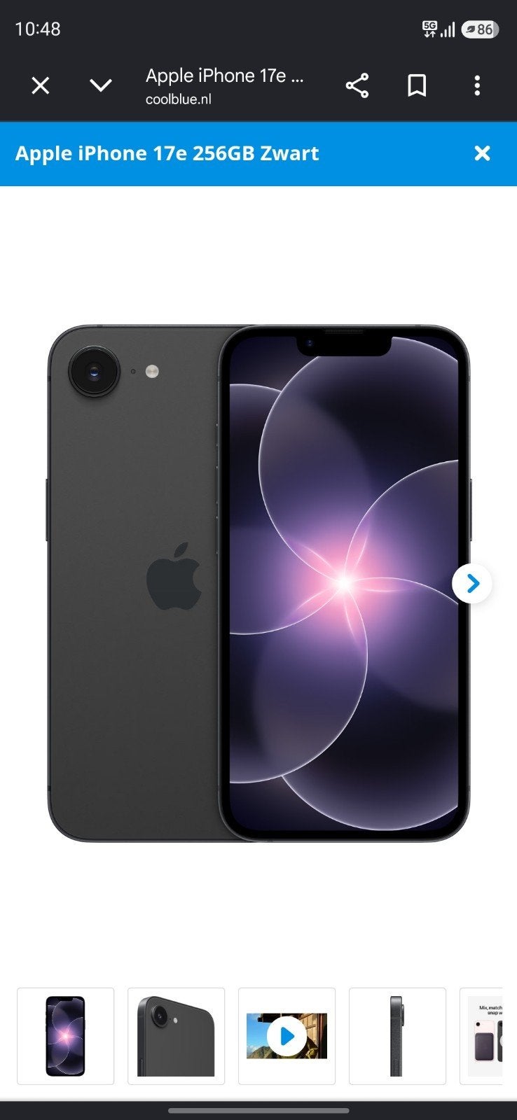 Apple iPhone 17e 256GB Zwart, 256 GB, Overige modellen, Zwart, Nieuw