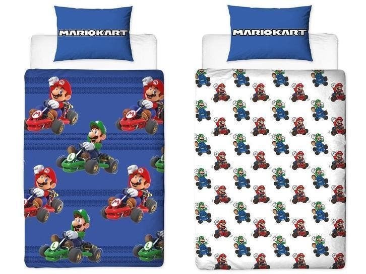 Super Mario Dekbedovertrek 140 x 200 - Dubbelzijdig, Blauw, Dekbedovertrek, Nieuw, Ophalen of Verzenden