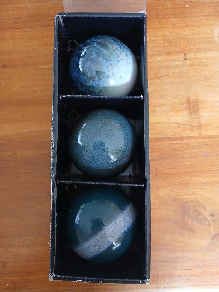 Zware oude (kerst)ballen 3 stuks nog in doos, Antiek en Kunst, Ophalen of Verzenden