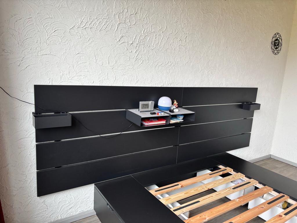 IKEA Nordli hoofdbord voor tweepersoonsbed met 4 planken, Huis en Inrichting, Slaapkamer | Bedden, Ophalen, Overige materialen