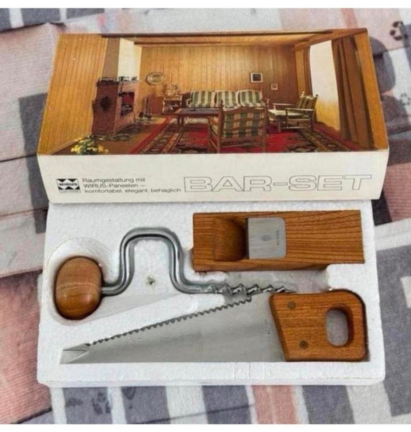 Vintage Bar-set Barset kurkentrekker zaag cheese wine rasp, Ophalen of Verzenden