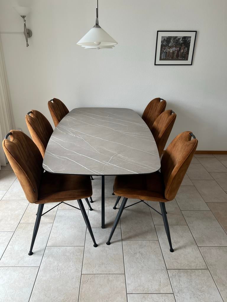 HPL Eettafel Esmee 200x100 cm - Pulpis Light/Zwart, Ophalen, Zo goed als nieuw