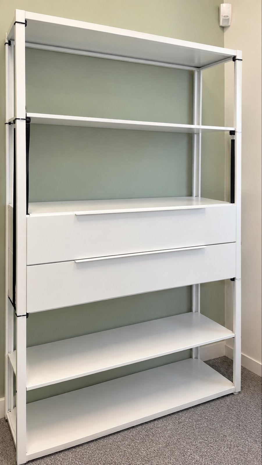 IKEA FJÄLKINGE stellingkast met 2 lades, wit, Huis en Inrichting, 100 tot 150 cm, Ophalen of Verzenden, Zo goed als nieuw, Metaal