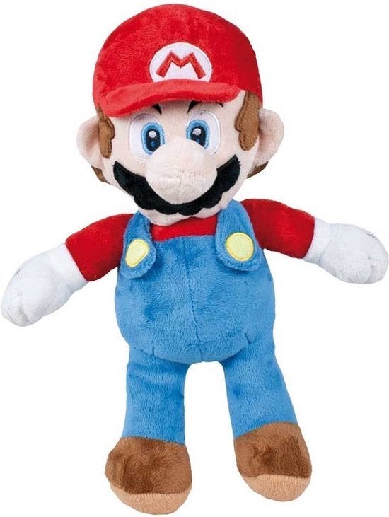 Knuffel Mario 30 Cm Polyester Blauw/rood, Verzenden, Nieuw, Overige typen