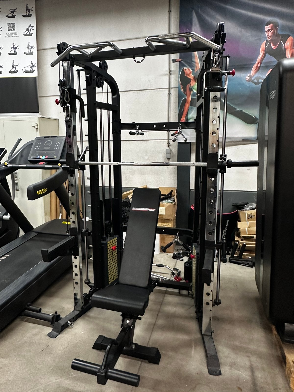 Barbarian Monstergym ,Smithmachine,Dual Pulley + Bankje, Sport en Fitness, Ophalen, Gebruikt, Overige typen