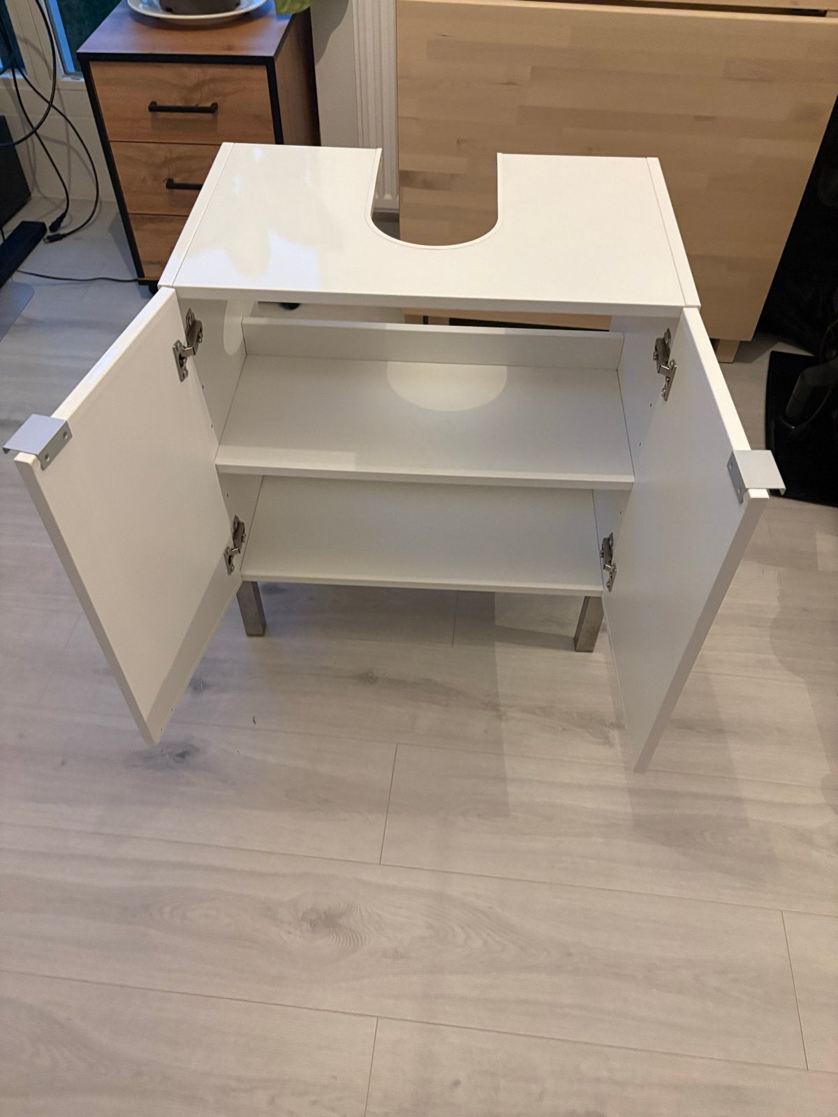 Wastafelonderkast wit met twee deuren, Huis en Inrichting, Badkamer | Badkamermeubels, Ophalen, Gebruikt, 50 tot 100 cm, Minder dan 100 cm