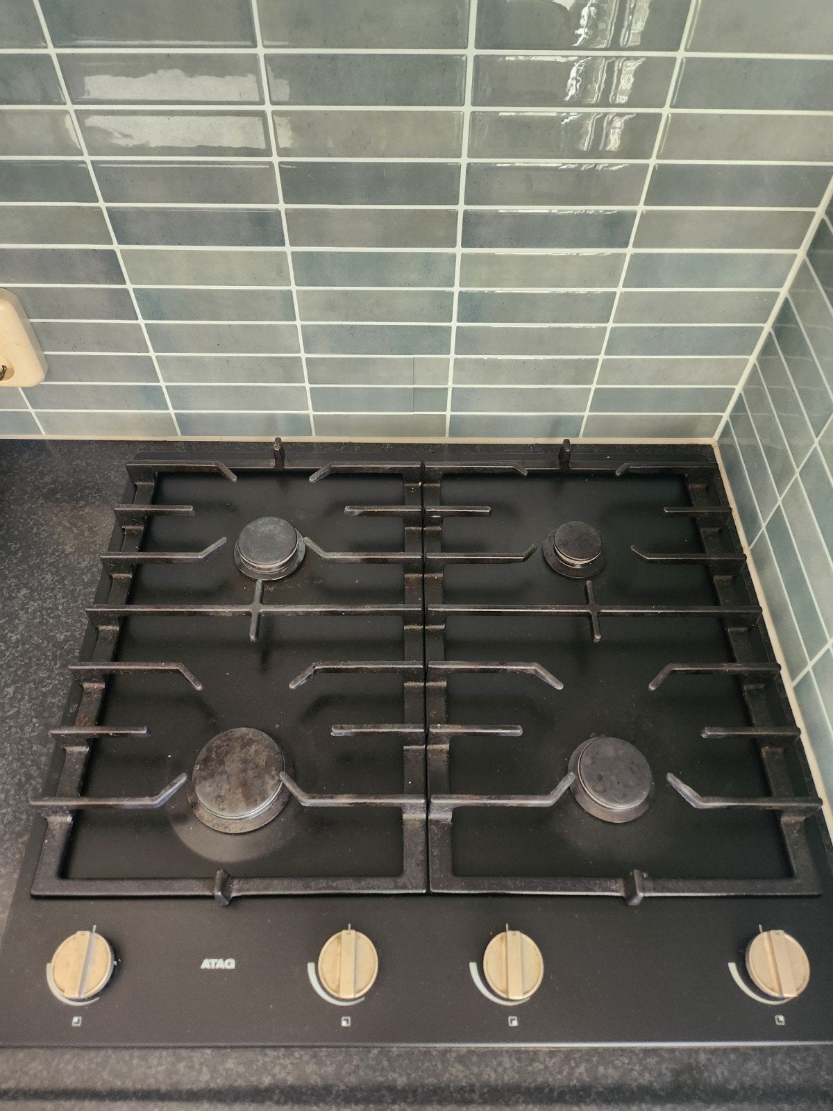 ATAG Inbouw Gaskookplaat 4 Pitten Zwart, Witgoed en Apparatuur, Kookplaten, Gebruikt, Inbouw, Gas, 4 kookzones