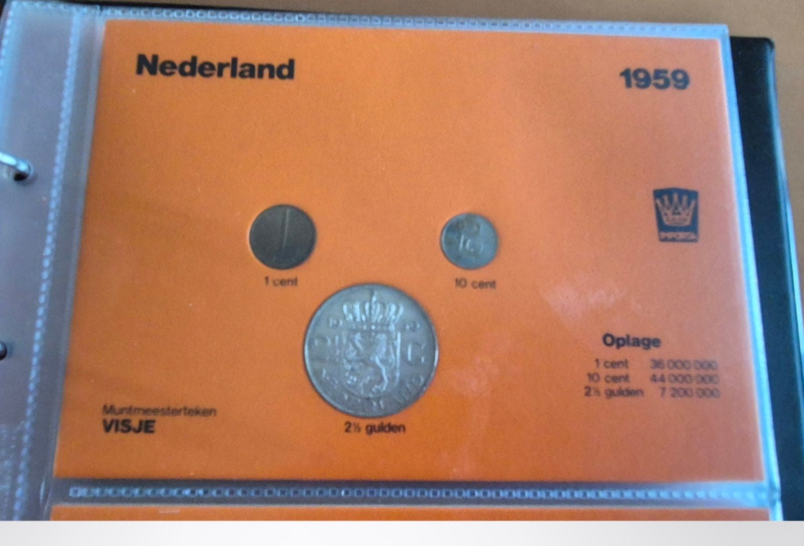 Nederlandse muntenset 1959 - 1 cent, 10 cent, 2,5 gulden, Ophalen of Verzenden