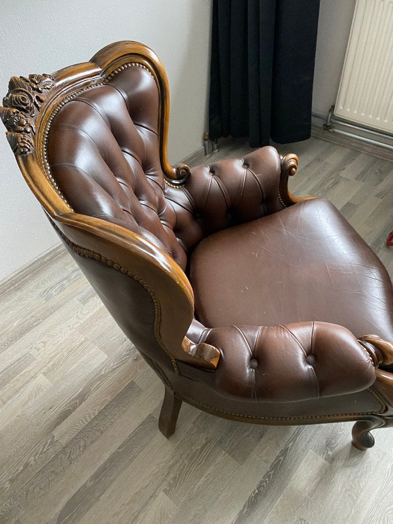 barokstoel, Huis en Inrichting, Fauteuils, Ophalen, Minder dan 50 cm, Gebruikt, Leer