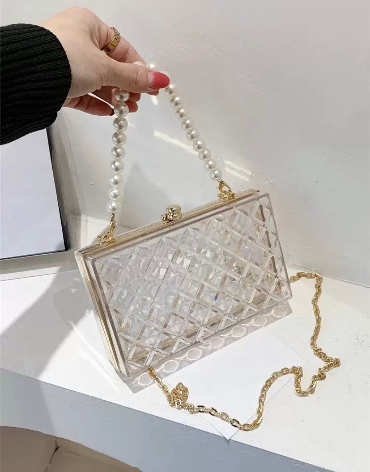 Transparante clutch, Verzenden, Zo goed als nieuw, Avondtasje