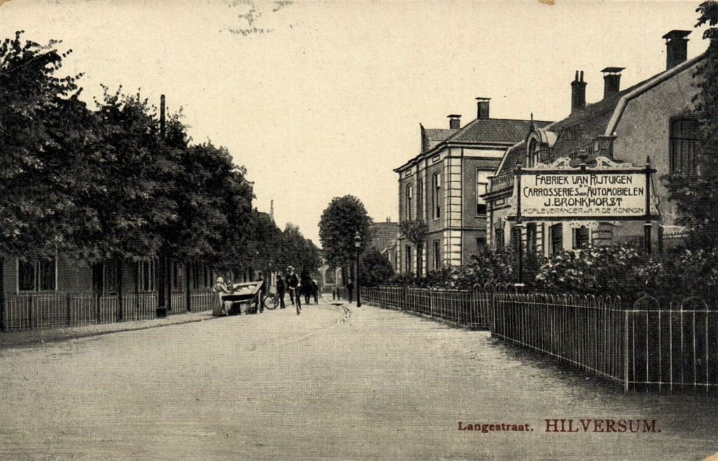 Langestraat. Hilversum. - Fabriek J. Bronkhorst - 1907 gelop, Verzenden, Voor 1920, Gelopen, Noord-Holland