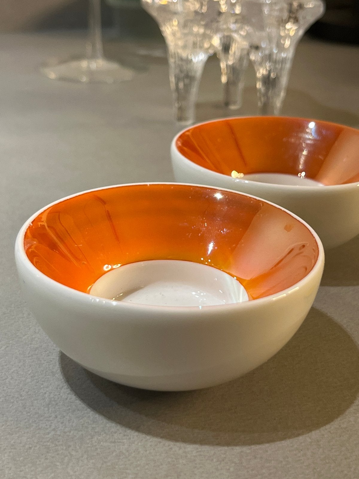Set van 2 Arabia Finland theelicht houderd, oranje en wit, Ophalen of Verzenden