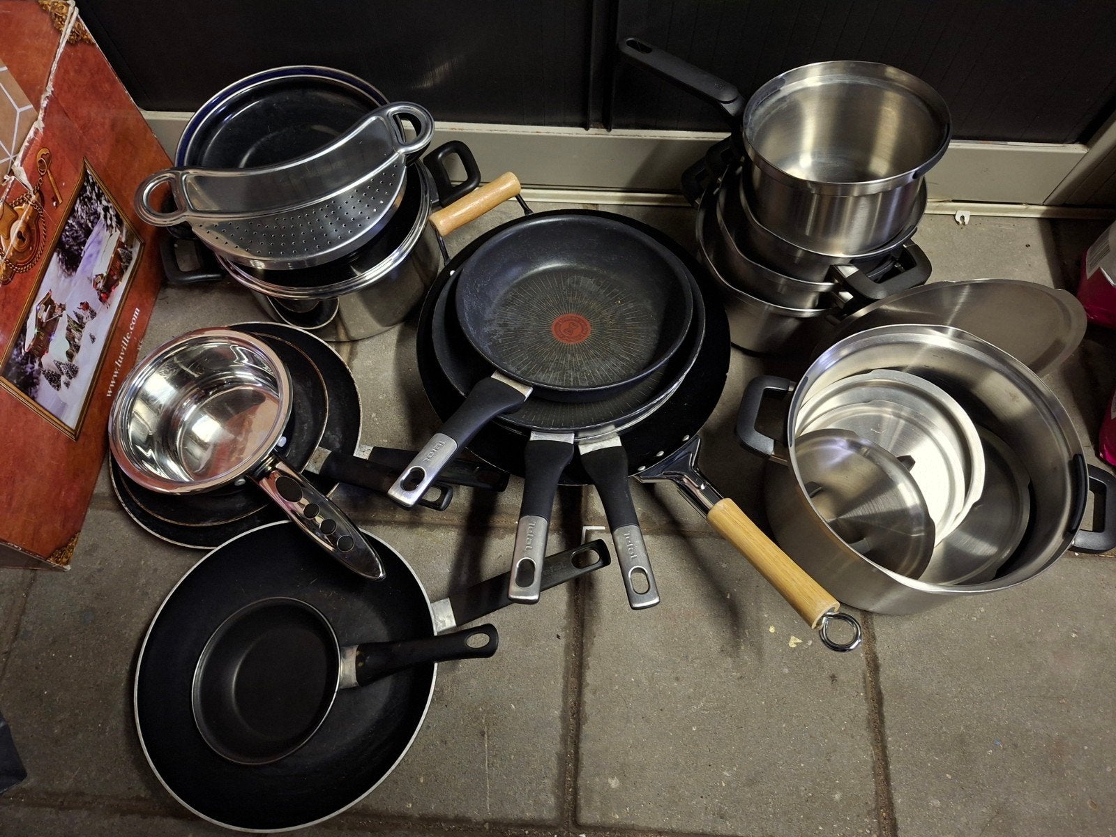 BK en Tefal gebruikte pannenset incl. wokpannen, Gebruikt, BK, Pannenset, Ophalen of Verzenden