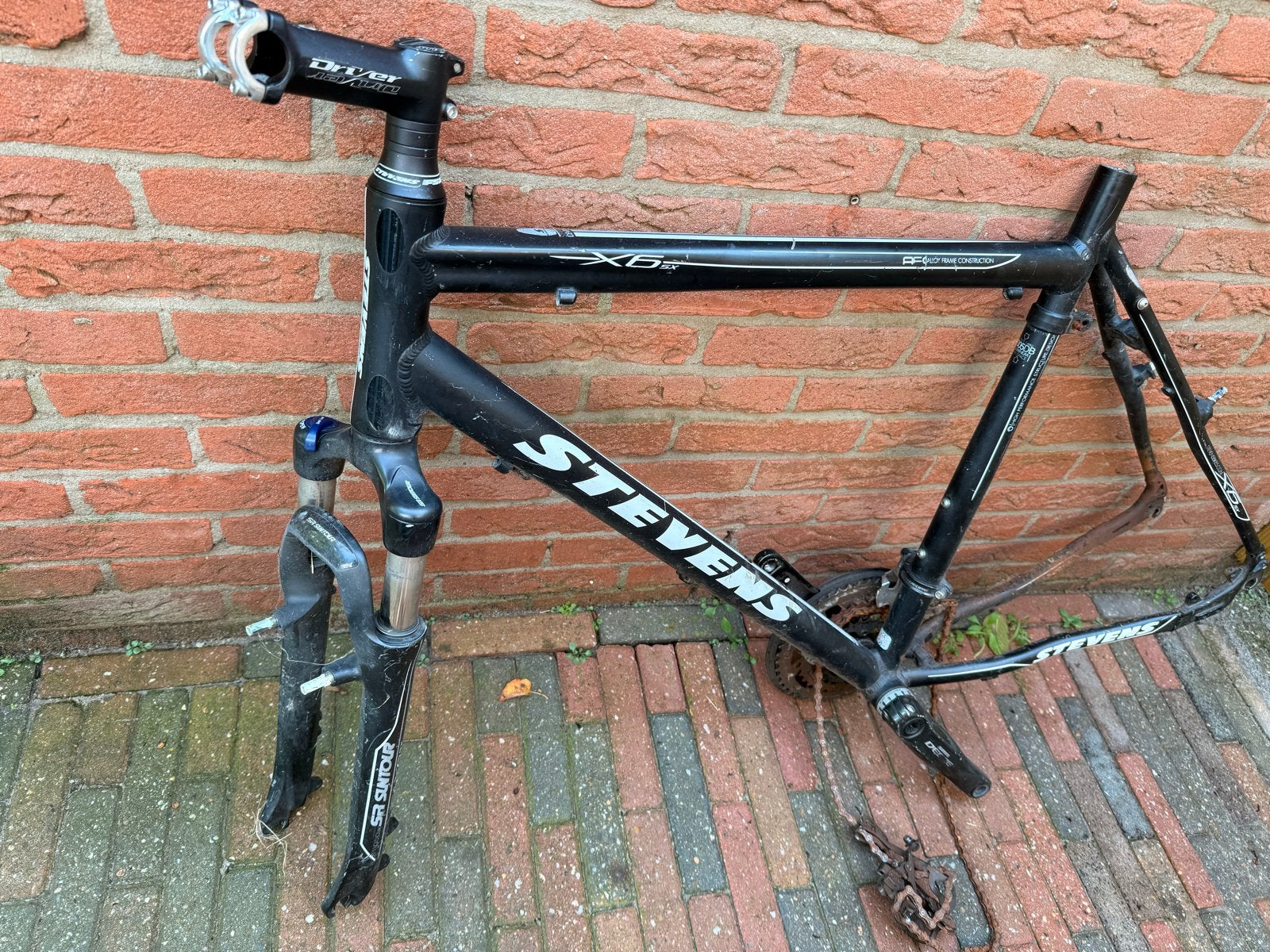 Stevens fietsframe met voorvork en crankstel, Ophalen, Frame, Gebruikt, Aluminium