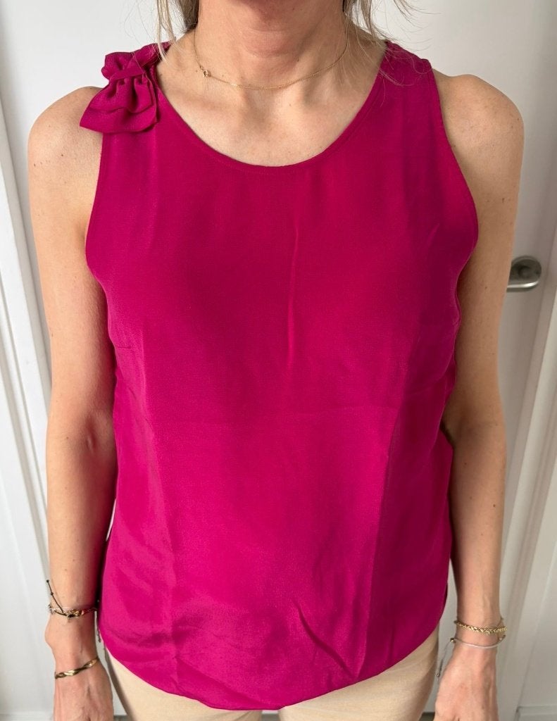 Massimo Dutti blouse roze strik op schouder/ zijde, Massimo Dutti, Ophalen of Verzenden, Zo goed als nieuw, Roze