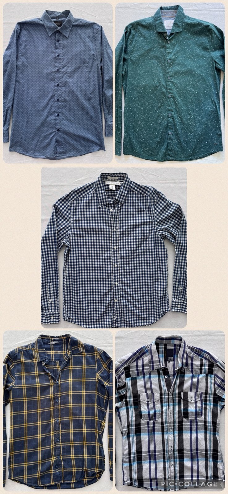 5 heren overhemden (M) - l No Excess, H&M, Jack & Jones, Ophalen of Verzenden, Zo goed als nieuw, Blauw