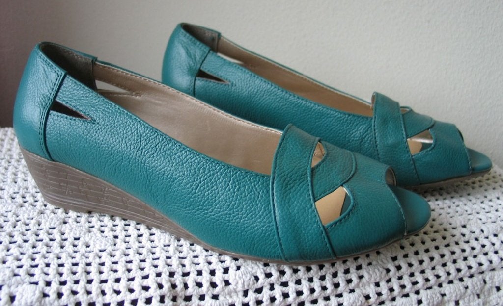 Groene schoenen peeptoe ballerina's sandalen maat 38, Ophalen of Verzenden, Nieuw, Groen
