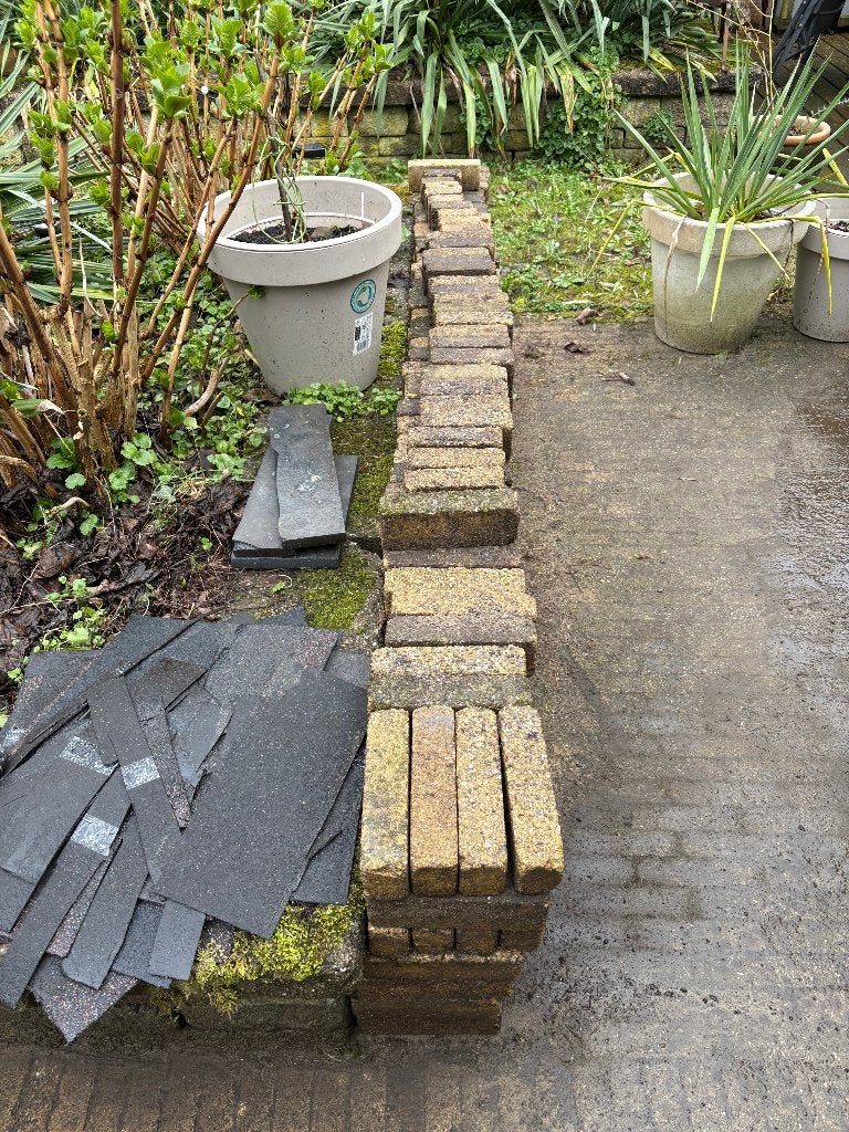 180 klinkers geel 20 x 7 cm (ongeveer 2,5 m2), Ophalen, Gebruikt, Klinkers, Minder dan 5 m²