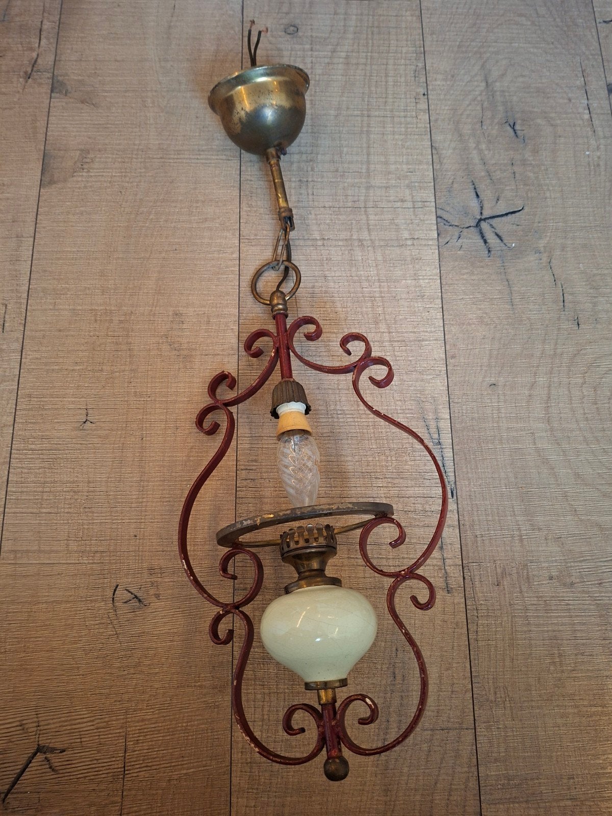 Vintage hanglamp - omgebouwd naar E14 fitting, Ophalen of Verzenden