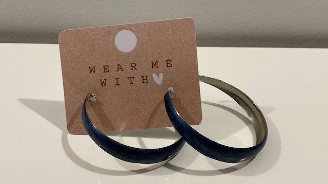 Blauwe oorringen, Overige materialen, Hangers, Blauw, Nieuw
